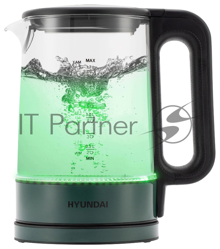 Чайник электрический Hyundai HYK-S4805 1.7л. 2200Вт темно-зеленый корпус: стекло/пластик
