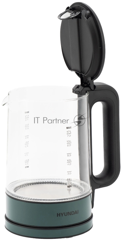 Чайник электрический Hyundai HYK-S4805 1.7л. 2200Вт темно-зеленый корпус: стекло/пластик