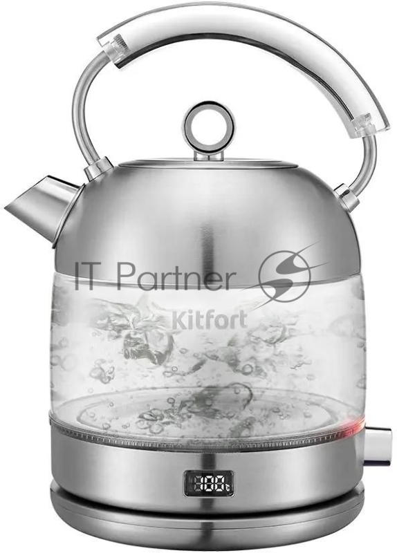Чайник электрический Kitfort КТ-6172 1.7л. 2200Вт нержавеющая сталь корпус: стекло/металл