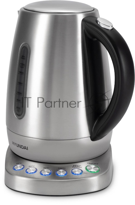 Чайник электрический Hyundai HYK-S7770 1.7л. 2200Вт серебристый/черный корпус: металл