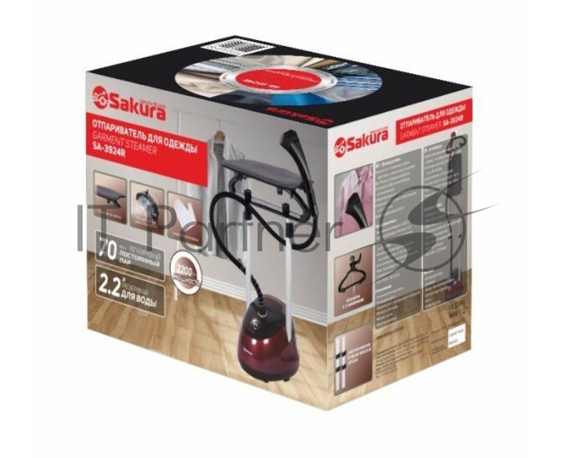 Отпариватель Sakura SA-3924R черн/бордов. 2,2л 2200Вт