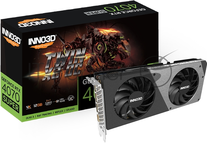 Видеокарта INNO3D RTX 4070 Super Twin X2 OC//RTX4070, HDMI, DP*3, 12G,D6X
