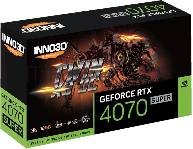Видеокарта INNO3D RTX 4070 Super Twin X2 OC//RTX4070, HDMI, DP*3, 12G,D6X