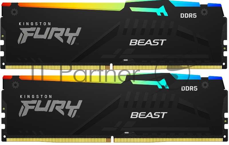 Оперативная память Kingston 32GB 5200MT/s DDR5 CL40 DIMM (Kit of 2) FURY Beast RGB