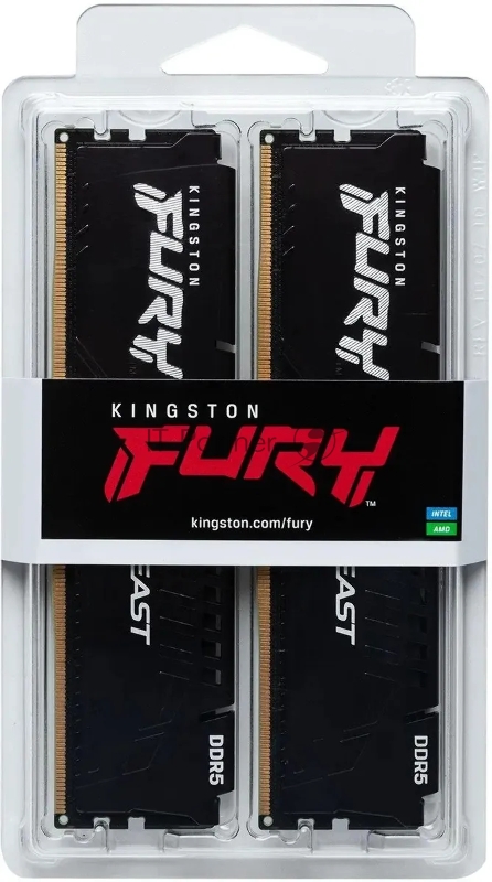 Оперативная память Kingston 32Gb 5200Mhz DDR5 DIMM PC41600, (2*16Gb) FURY Beast Black EXPO CL36(KF552C36BBEK2-32) (retail)