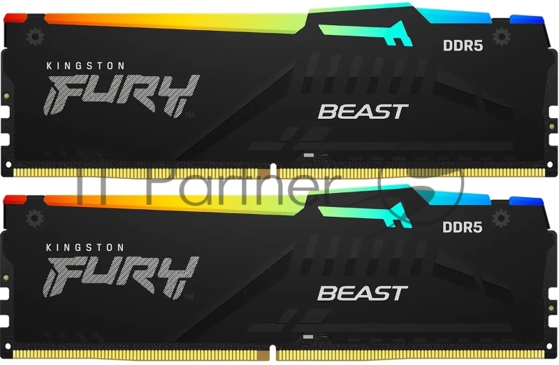 Оперативная память Kingston 32Gb DDR5 5200 (2*16Gb) DIMM PC41600, FURY Beast Black RGB EXPO CL36 (KF552C36BBEAK2-32) (retail)