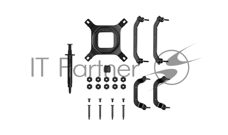 Кулер для процессора DEEPCOOL AN400 LGA1700/1200/115X/AM5/AM4 низкопрофильный 52,5 mm (27шт/кор, TDP 150W, PWM, Fan 120mm, 4 тепл. Трубок, Copper Base, White LED, черный) RET