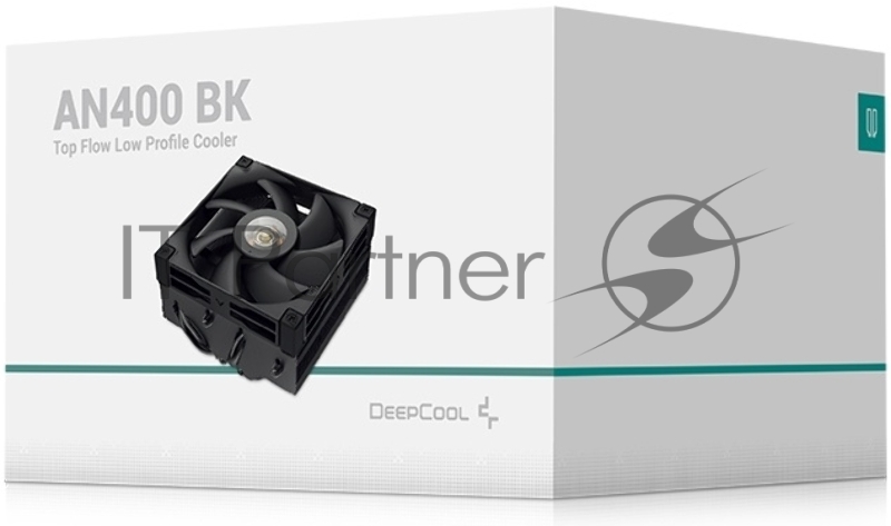 Кулер для процессора DEEPCOOL AN400 LGA1700/1200/115X/AM5/AM4 низкопрофильный 52,5 mm (27шт/кор, TDP 150W, PWM, Fan 120mm, 4 тепл. Трубок, Copper Base, White LED, черный) RET