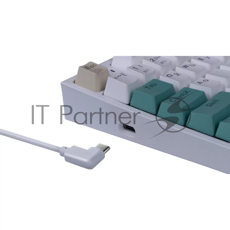 Игровая беспроводная клавиатура REDRAGON VEIGAR бело-голубая (USB, Bluetooth, 2.4G, Redragon white, 94 кл ., RGB подсветка, 1900 мА)