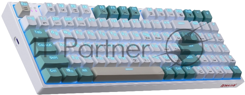 Игровая беспроводная клавиатура REDRAGON VEIGAR бело-голубая (USB, Bluetooth, 2.4G, Redragon white, 94 кл ., RGB подсветка, 1900 мА)