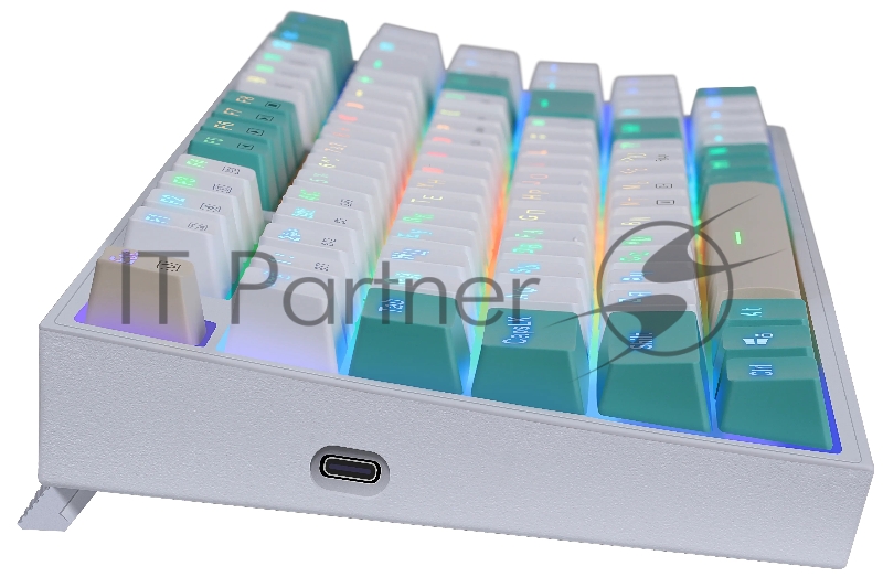 Игровая беспроводная клавиатура REDRAGON VEIGAR бело-голубая (USB, Bluetooth, 2.4G, Redragon white, 94 кл ., RGB подсветка, 1900 мА)