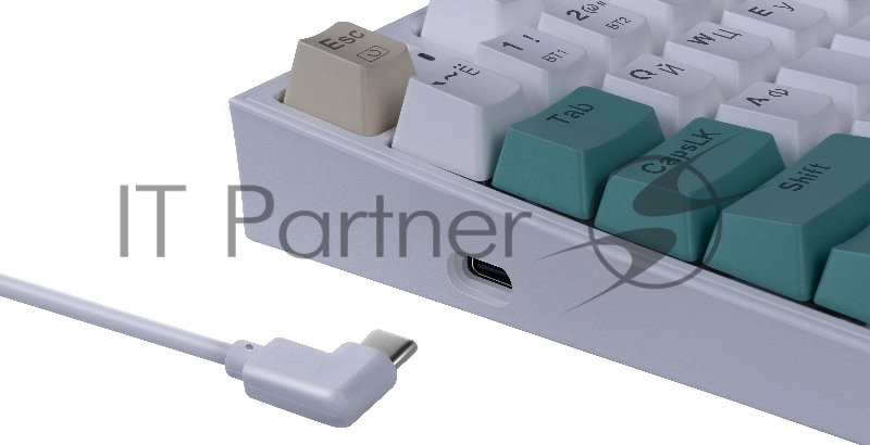 Игровая беспроводная клавиатура REDRAGON VEIGAR бело-голубая (USB, Bluetooth, 2.4G, Redragon white, 94 кл ., RGB подсветка, 1900 мА)