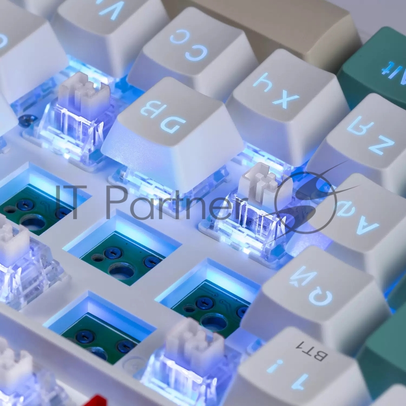 Игровая беспроводная клавиатура REDRAGON VEIGAR бело-голубая (USB, Bluetooth, 2.4G, Redragon white, 94 кл ., RGB подсветка, 1900 мА)