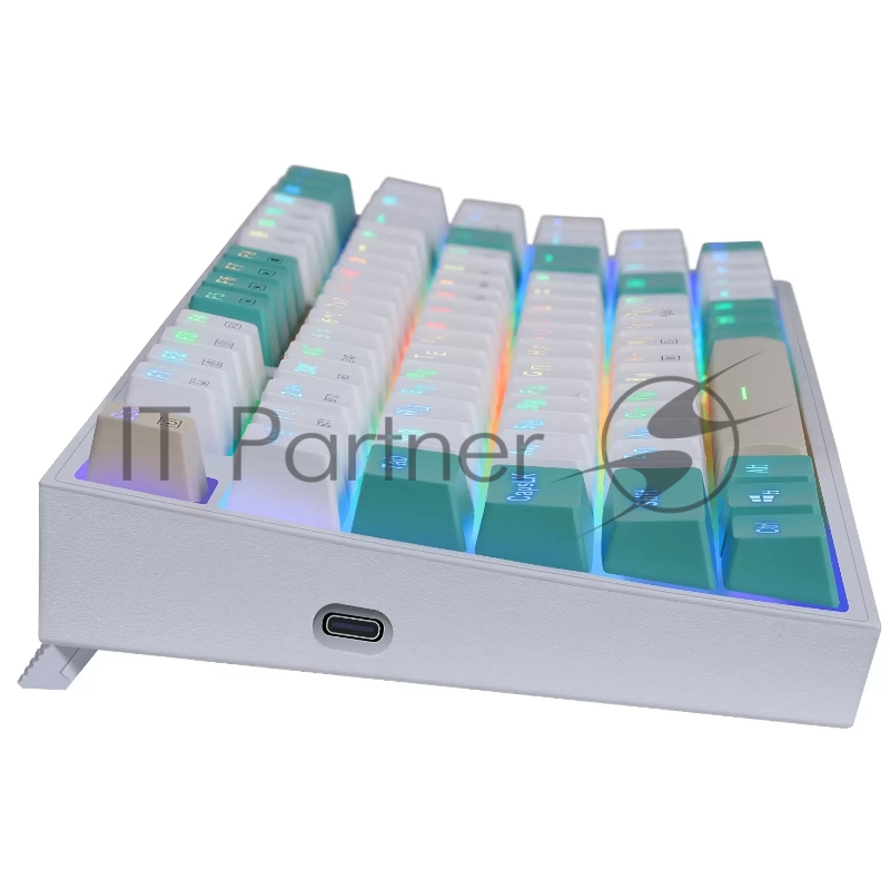 Игровая беспроводная клавиатура REDRAGON VEIGAR бело-голубая (USB, Bluetooth, 2.4G, Redragon white, 94 кл ., RGB подсветка, 1900 мА)