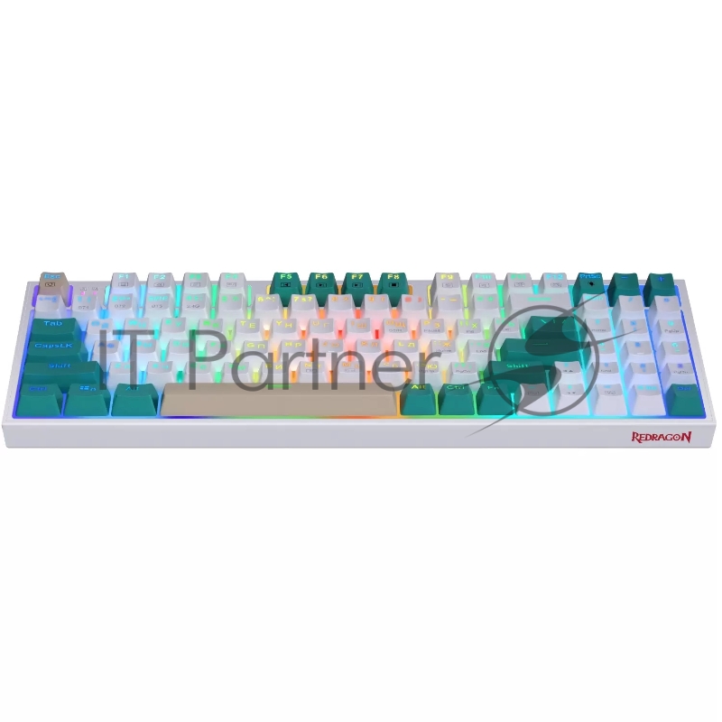 Игровая беспроводная клавиатура REDRAGON VEIGAR бело-голубая (USB, Bluetooth, 2.4G, Redragon white, 94 кл ., RGB подсветка, 1900 мА)
