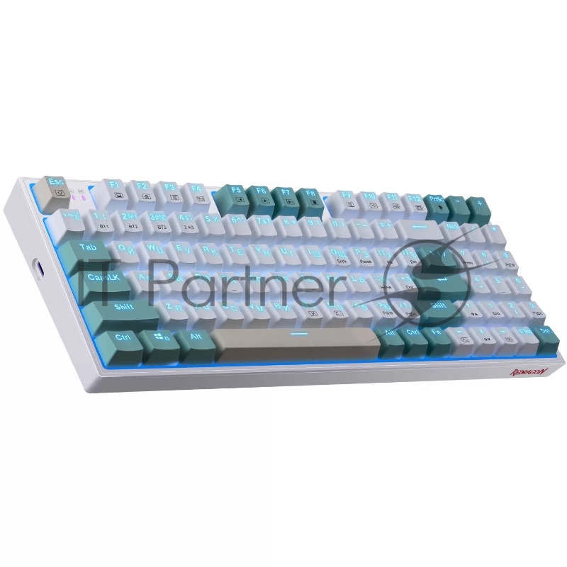 Игровая беспроводная клавиатура REDRAGON VEIGAR бело-голубая (USB, Bluetooth, 2.4G, Redragon white, 94 кл ., RGB подсветка, 1900 мА)