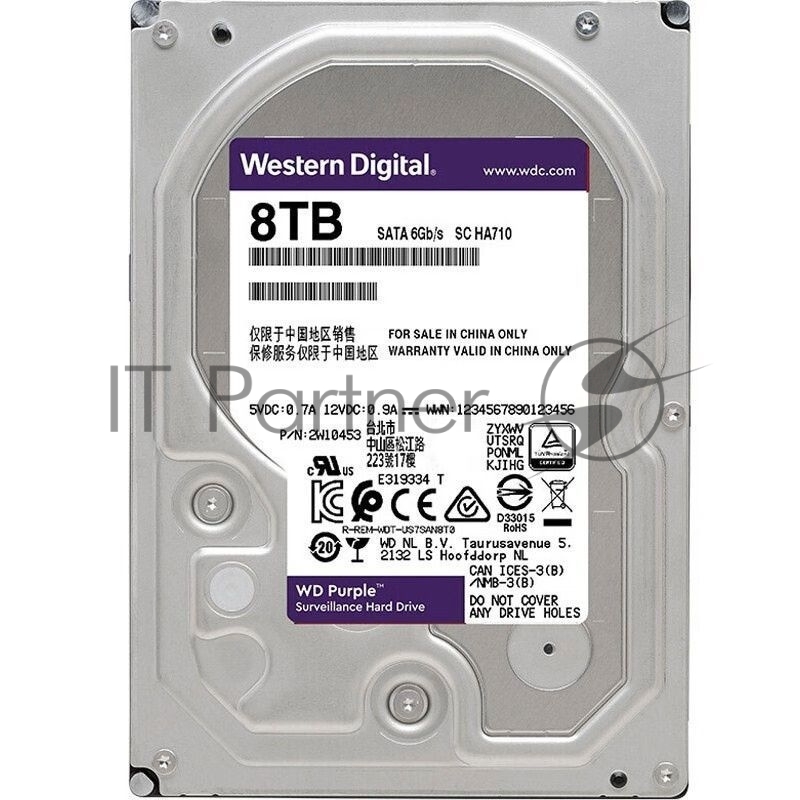 Жесткий диск 8TB WD Purple (WD84PURU) {Serial ATA III, 5640- rpm, 128Mb, 3.5}