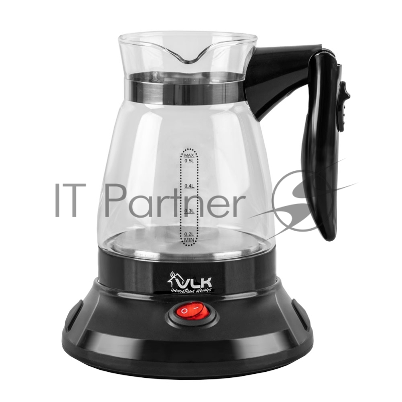 Кофеварка-турка электрическая VLK Venice 6006, цвет черный, мощность 800 Вт, объем 0,5 л, корпус стекло, 24 шт/уп.