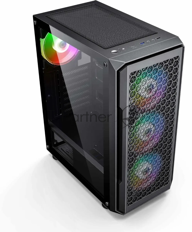 Корпус Accord 3338 черный без БП ATX 1xUSB2.0 1xUSB3.0 1xUSB3.1 audio bott PSU