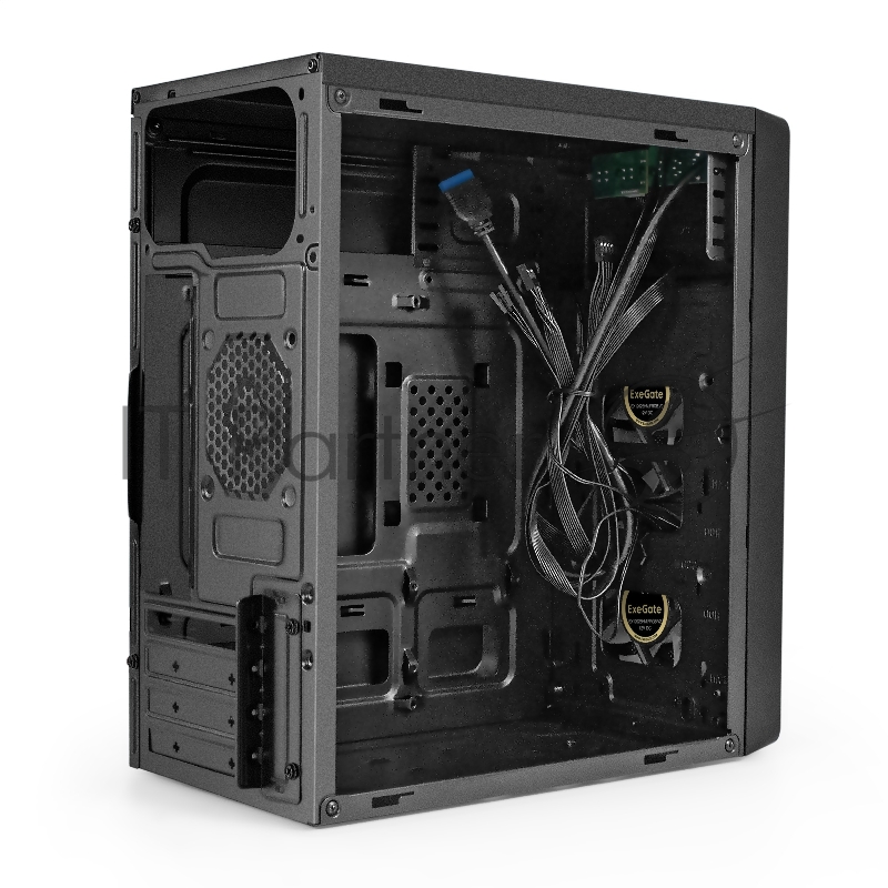 Корпус Minitower ExeGate mEVO-7803-XP500 (mATX, БП XP500 с вент. 12см, 2*USB+1*USB3.0, HD аудио, черный, 2 вент. 12см с RGB подсветкой)