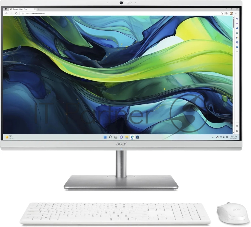 Моноблок Acer Aspire C27-195ES 27 Full HD Core Ultra 7 155U (1.7) 16Gb SSD512Gb Graphics CR Eshell GbitEth WiFi BT 65W клавиатура мышь Cam серебристый 2560x1440