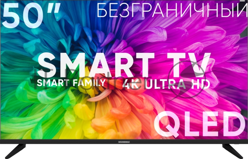 Телевизор Soundmax 50 SM-QLED50T21SU черный QLED 4k Android TV