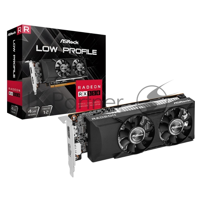 Видеокарта ASROCK AMD Radeon RX 550 4 Гб GDDR5 128 бит PCIE 3.0 8x GPU 1100 МГц 1xВыход HDMI 1xВыход DisplayPort RX550LP4G
