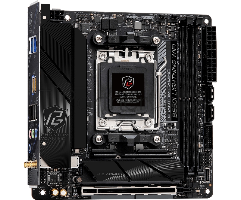 Материнская плата ASROCK B650I LIGHTNING WIFI, AM5, B650, 2*DDR5, HDMI, 2xSATA3 6.0, M.2 Socket, RAID, USB 3.2, USB 2.0, Type-C, mITX