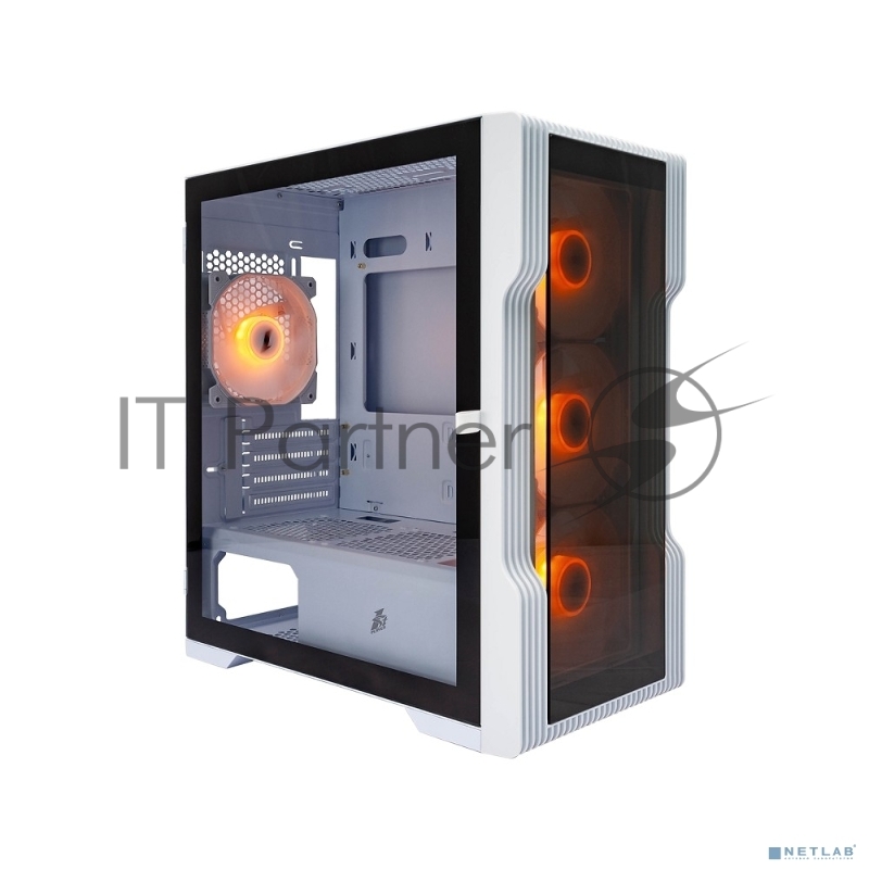 Корпус 1STPLAYER TRILOBITE T3-G ARGB White / mATX / 4x 120mm ARGB fans inc. / T3-G-WH-4F2-W(AP)