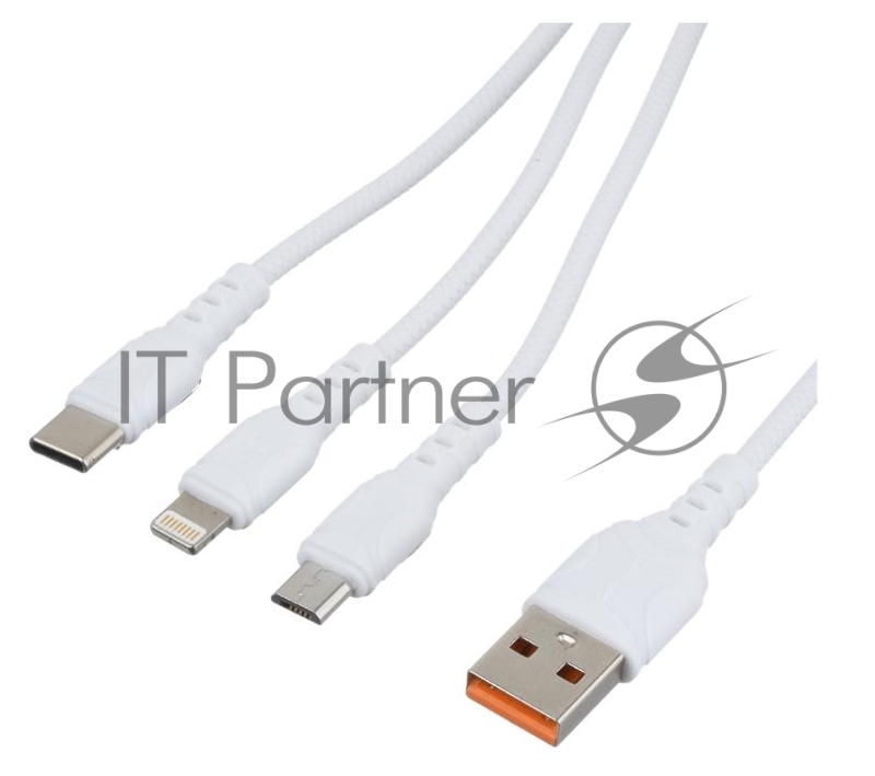 Кабель GOPOWER USB (M)-LIGHTNING/ MICROUSB 3IN1 WHITE 1M