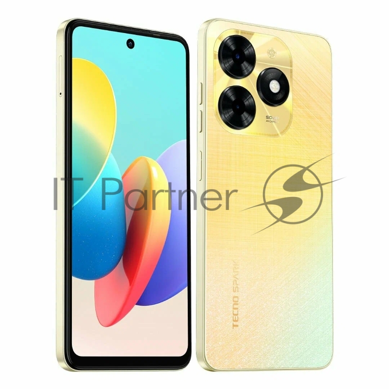 Смартфон BG7n TECNO SPARK 20C 8/128 Alpenglow Gold, 6.56, 20:9, 1612 x 720 пикселей, 2.3GHz, 8 Core, 8GB RAM, 128GB, up to 1TB flash, 50Mpix+AI/8Mpix, 2 Sim, 4G, BT v5.0, WiFi 802.11 b/g/n, GPS/AGPS, GLONASS,NFC, Type-C, 5000mAh, Android T-GO, 185,3g