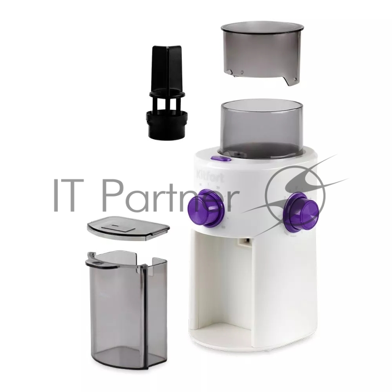Кофемолка Kitfort КТ-7102 100Вт сист.помол.:жернова вместим.:150гр белый/фиолетовый