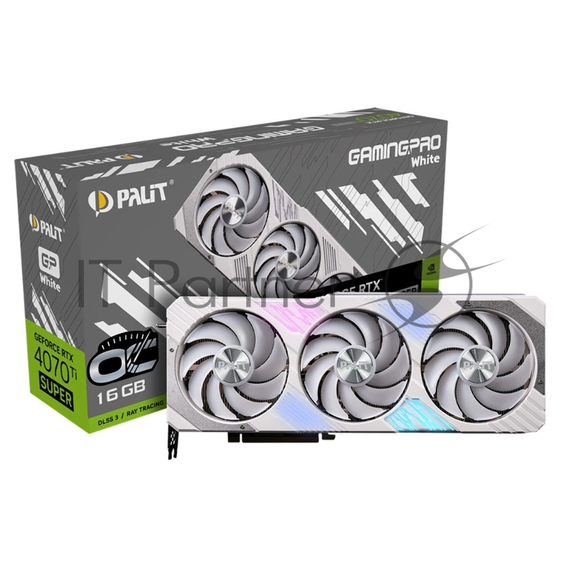 Видеокарта Palit RTX4070Ti SUPER GAMINGPRO WHITE OC 16GB GDDR6X 256bit 3-DP HDMI 3FAN