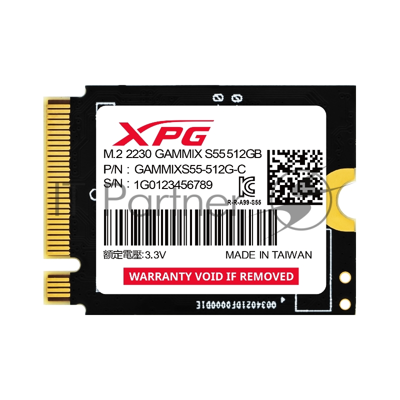 Твердотельный накопитель SSD ADATA M.2 2230 512GB XPG GAMMIX S55 PCIe Gen4x4 with NVMe 5000/3000, 3D ТLC NAND, 230TBW
