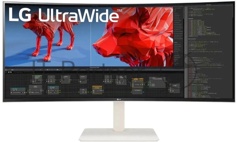 Монитор LG 38 UltraWide 38WR85QC-W белый NANO IPS LED 21:9 HDMI M/M матовая HAS Piv 600cd 178гр/178гр 3840x1600 144Hz FreeSync Premium Pro DP WQ+ USB 10.5кг