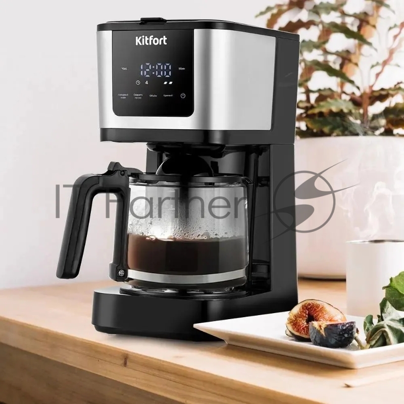 Кофеварка капельная Kitfort КТ-7217 900Вт черный/нержавеющая сталь