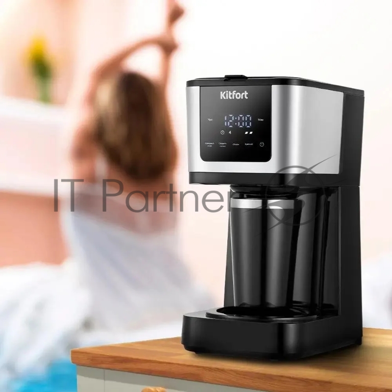 Кофеварка капельная Kitfort КТ-7217 900Вт черный/нержавеющая сталь