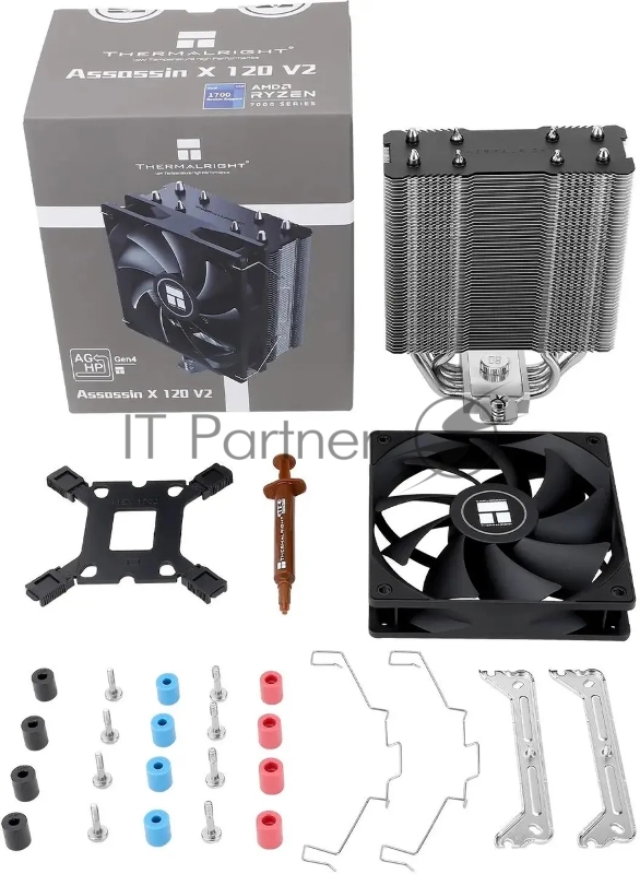 Устройство охлаждения(кулер) Thermalright Assassin X 120 v2 Soc-AM5/AM4/1151/1200/1700 черный 4-pin 25.6dB Al+Cu 700gr Ret (AX120-V2)