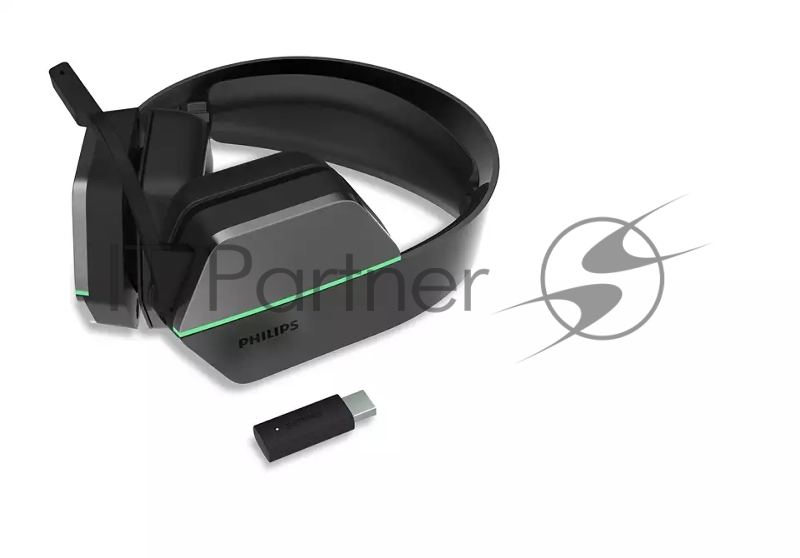 Игровая гарнитура Philips TAG5106BK, DTS Headphone:X 2.0, 2,4 ГГц беспроводное + BT5.2 + 3,5 мм, Излучатели 50 мм / LED-подсветка, Съемный однонаправленный микрофон, чёрный