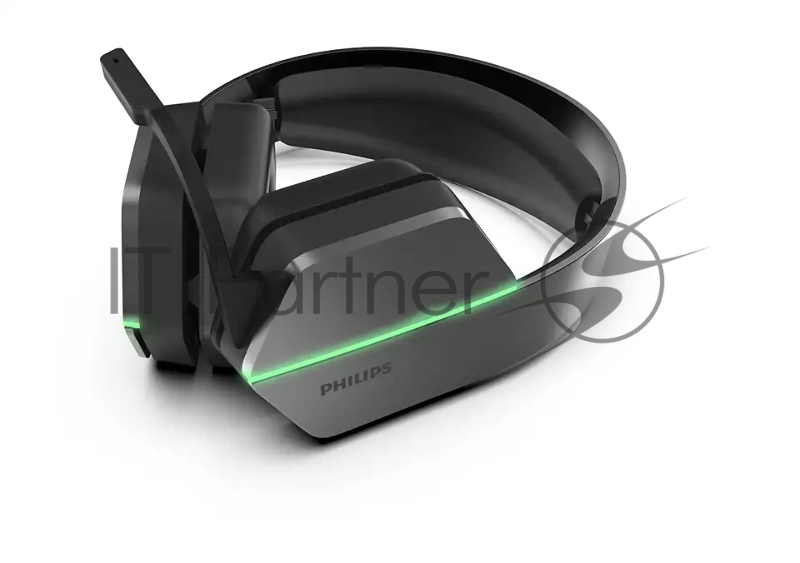 Игровая гарнитура Philips TAG5106BK, DTS Headphone:X 2.0, 2,4 ГГц беспроводное + BT5.2 + 3,5 мм, Излучатели 50 мм / LED-подсветка, Съемный однонаправленный микрофон, чёрный