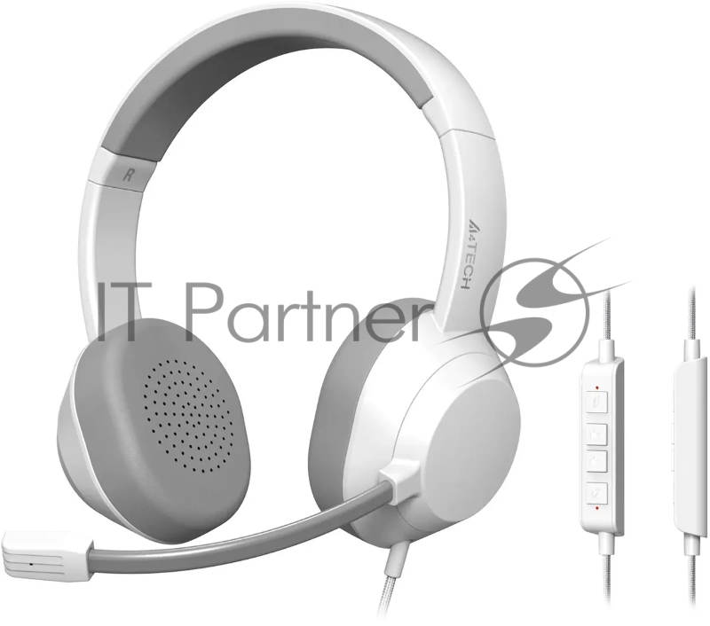 Наушники с микрофоном A4Tech Fstyler FH150U белый/серый 2м накладные USB оголовье (FH150U WHITE)