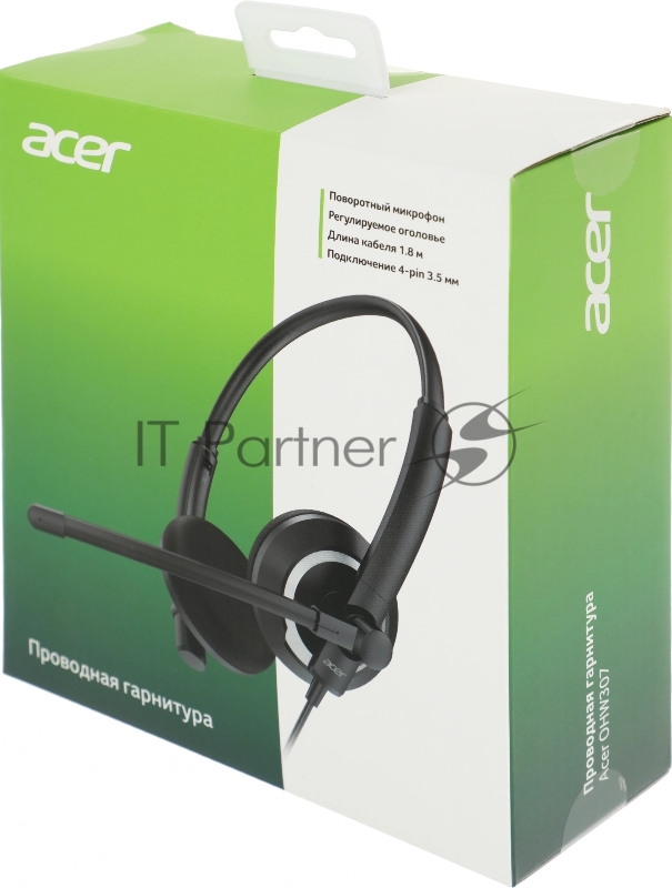 Наушники с микрофоном Acer OHW307 черный 1.8м накладные оголовье (ZL.HDSEE.002)