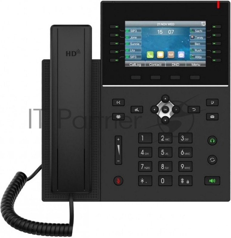 Fanvil IP телефон, 20 линий SIP, 2х10/100/1000, осн. цветной дисплей 480x272, записная нкига на 2000, IPv6. 60 клавиш быстрого набора, POE