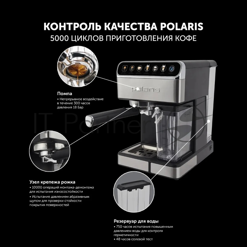 Кофеварка эспрессо Polaris PCM 1540 1400Вт нержавеющая сталь