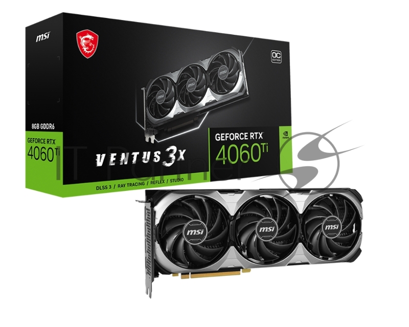Видеокарта MSI RTX4060Ti VENTUS 3X E1 OC 8GB GDDR6 128bit 3xDP HDMI 3FAN RTL