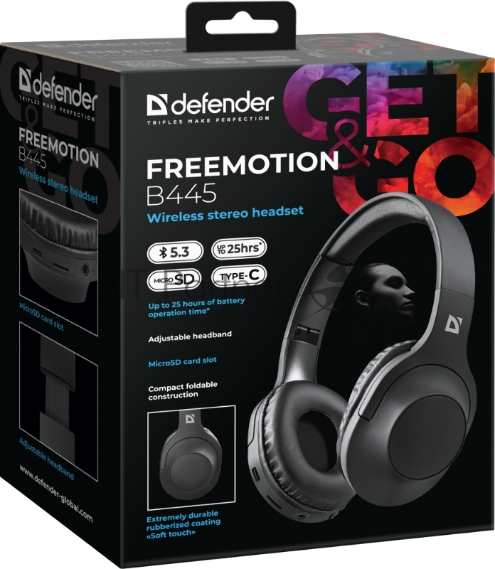 Гарнитура DEFENDER FREEMOTION B445 BLACK 63445
