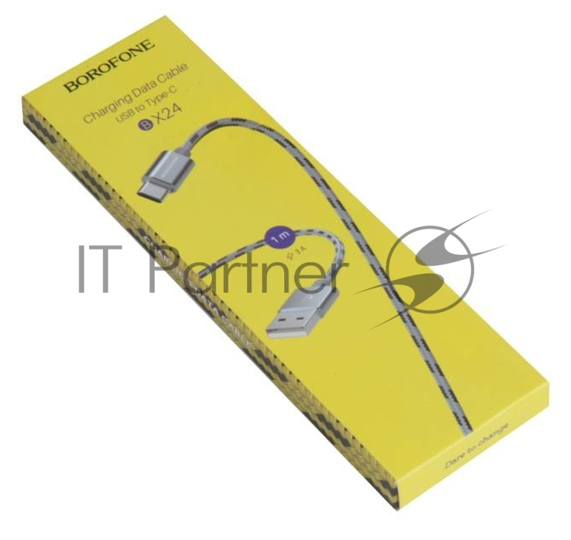 Кабель USB BOROFONE BX24 для Type-C, 3.0А, длина 1м, серый