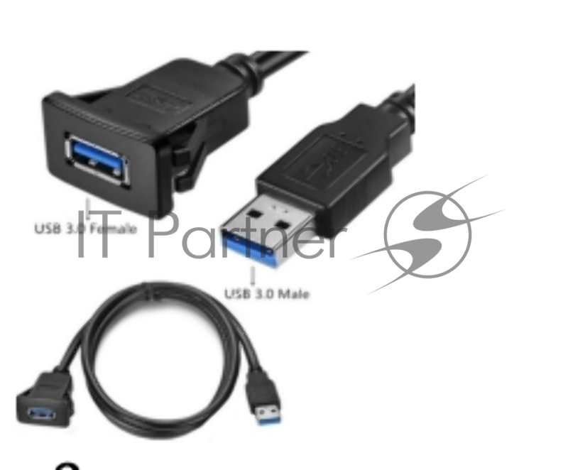 Кабель с разъемами USB 3.0 мама для монтажа - папа 2 м