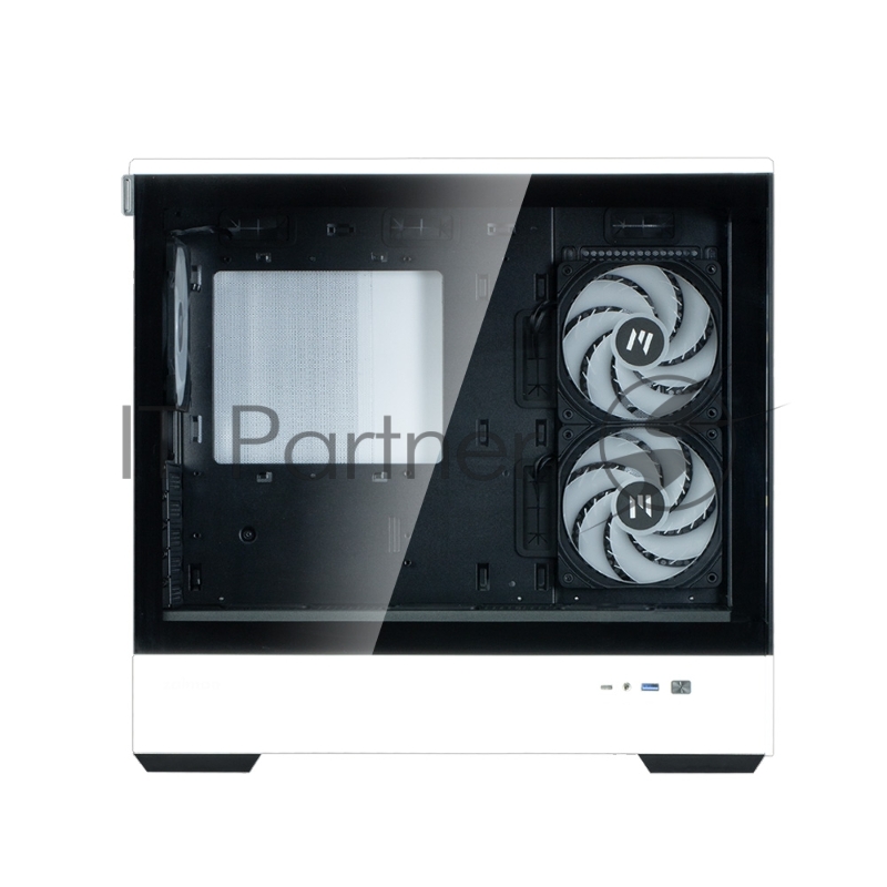 Корпус ZALMAN P30 BW, MATX, BLACK/WHITE, WINDOW, 2x3.5, 3x2.5, 1xUSB TYPE-C, 1xUSB3.0, SIDE 2x120mm ARGB, REAR 1x120mm ARGB