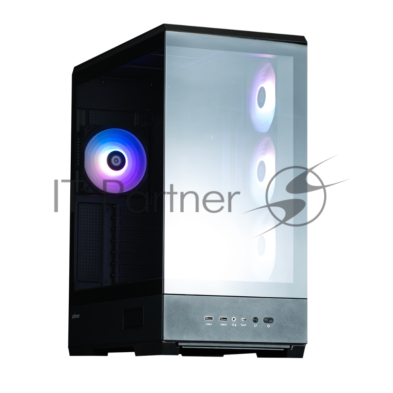Корпус ZALMAN P50 DS, ATX, BLACK, WINDOW, 2x3.5, 3x2.5, 1xUSB TYPE-C, 2xUSB3.0, SIDE 3x120mm ARGB, REAR 1x120mm ARGB